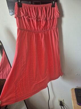 Faded Glory Coral Strapless Ruffle Dress